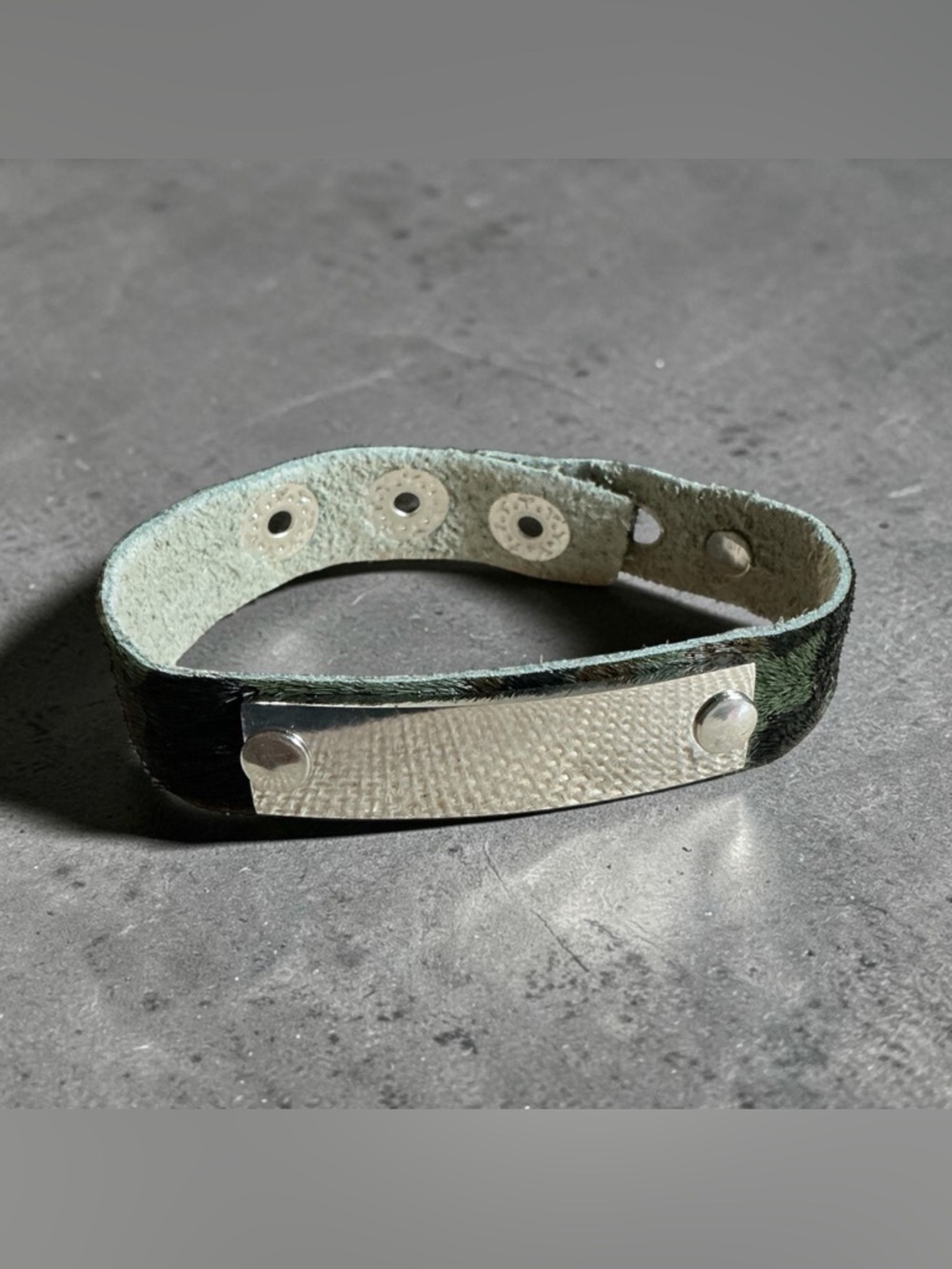 Plunder Black and Green Camouflage Leather ID Bracelet